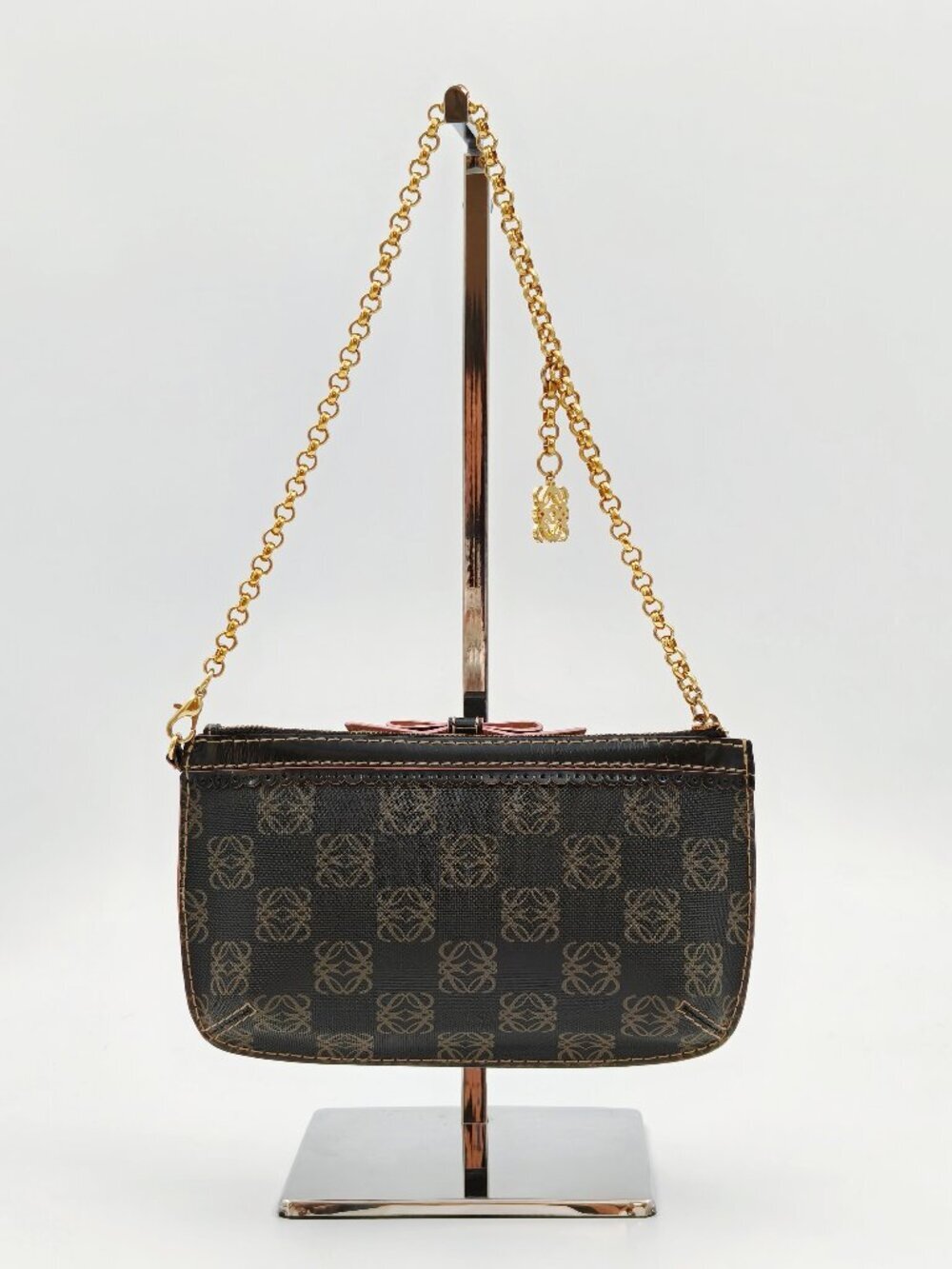 Loewe Anagram Chain Pochette Brown Canvas Leather Mini Shoulder Bag - Picture 2 of 11